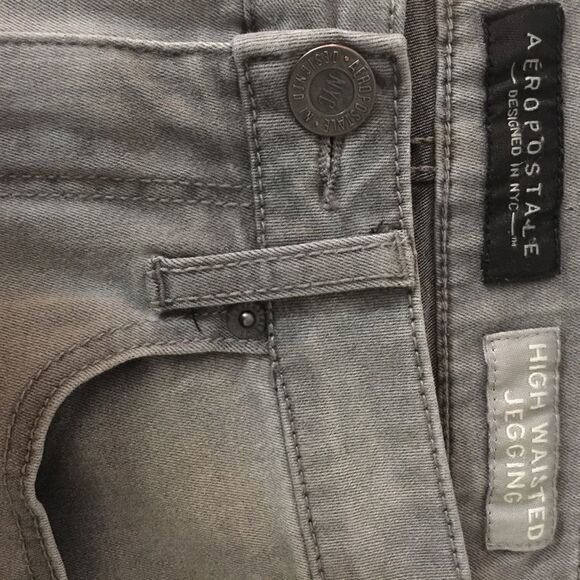 Aeropostale Grey Distressed High Waist jeg Jeans - Picture 4 of 5